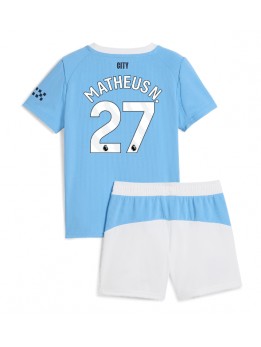 Otroški Nogometna dresi replika Manchester City Matheus Nunes #27 Domači 2025-26 Kratek rokav (+ hlače)